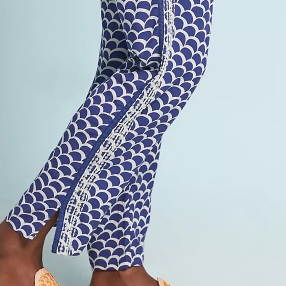 Anthropologie Beaded Joggers in Blue Scallop Motif Size XS - Picture 2 of 16
